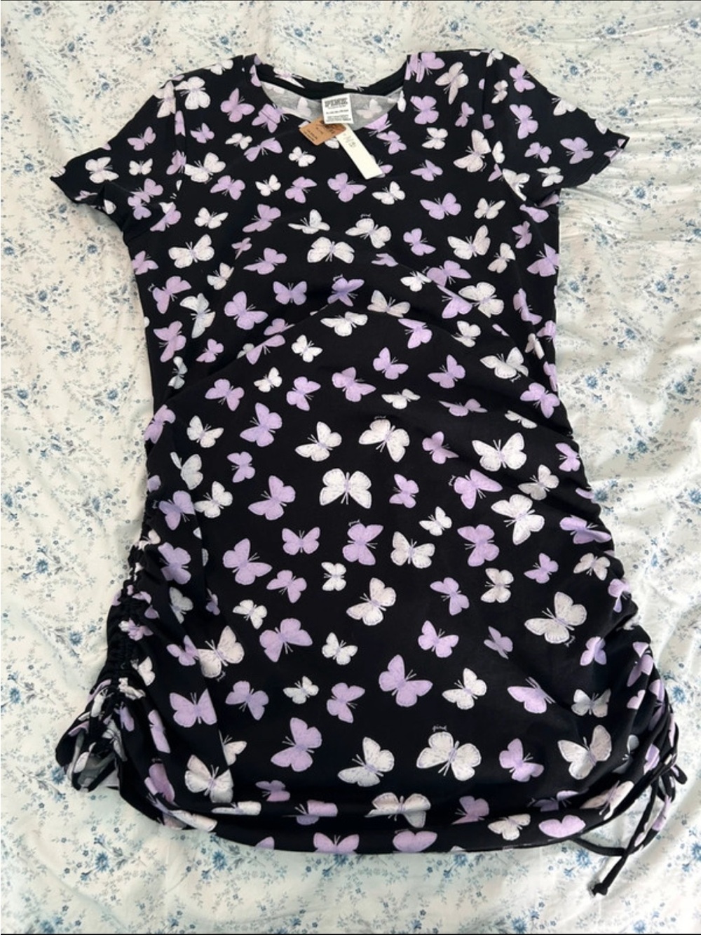 Peek Black Dress with Lilac & White Butterfly Print